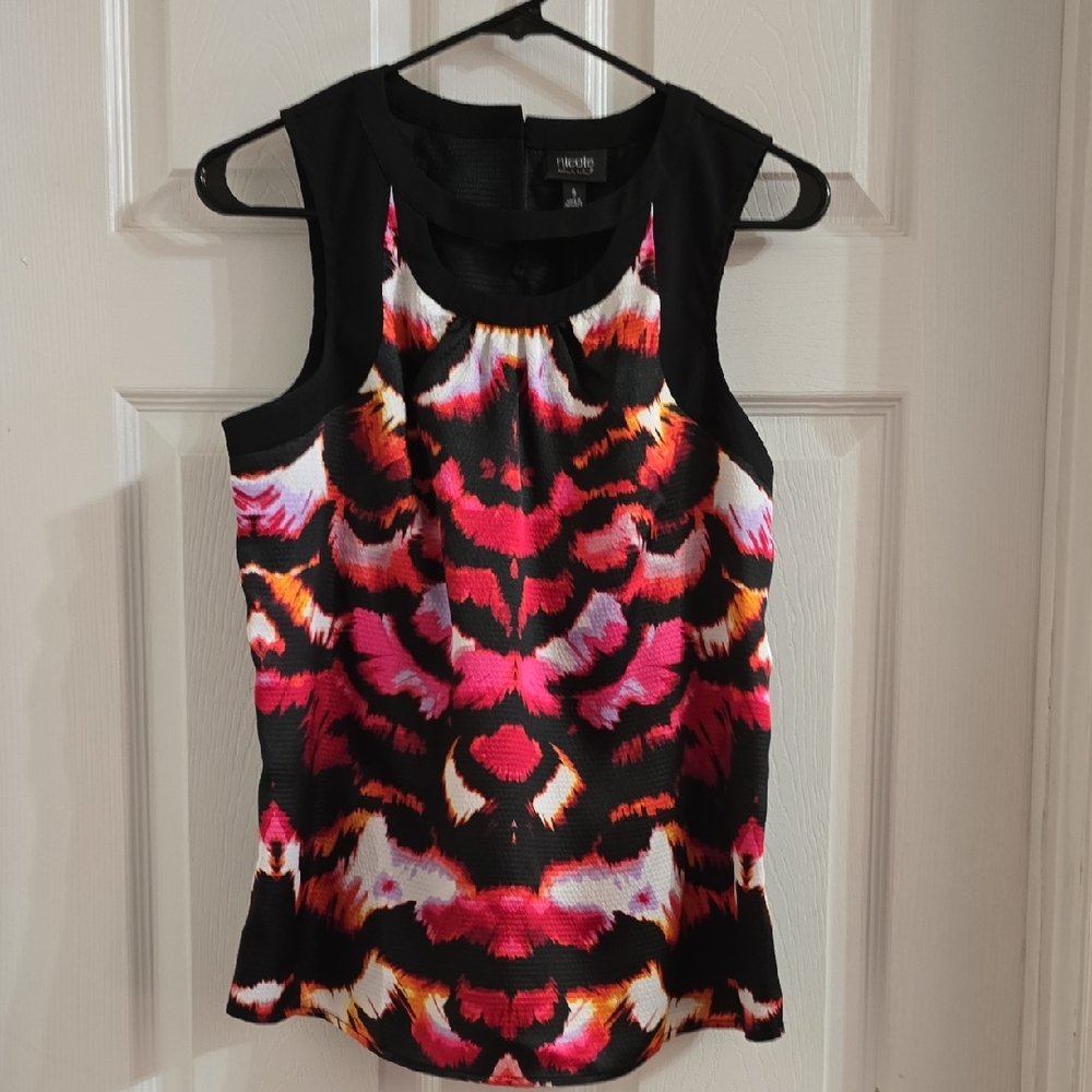 Calvin Klein Black Floral-Print Sleeveless Top